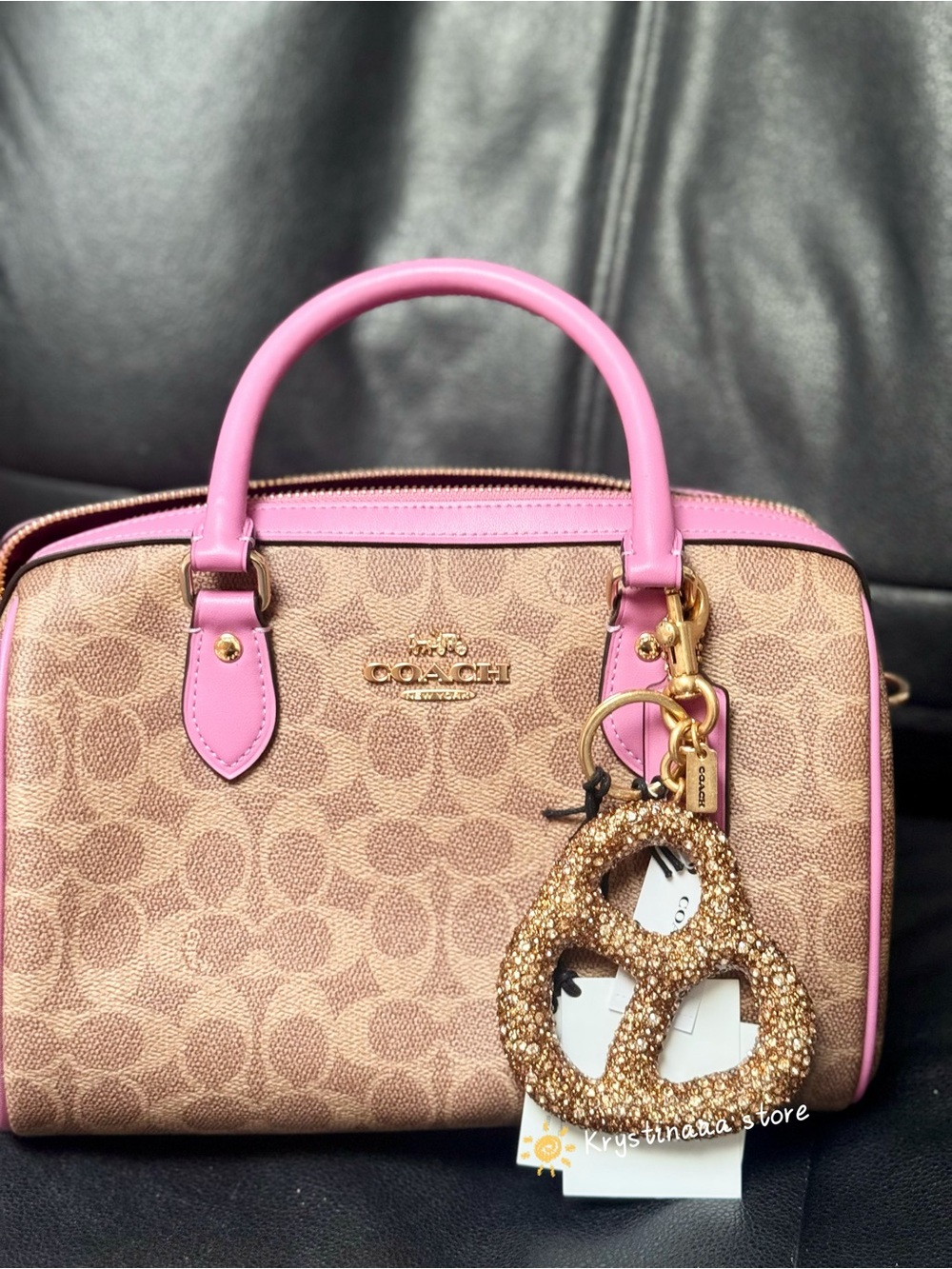 NWT Coach Large Crystal Pretzel Bag Charm CCY89 Fast Shipping! - Picture 8 of 9